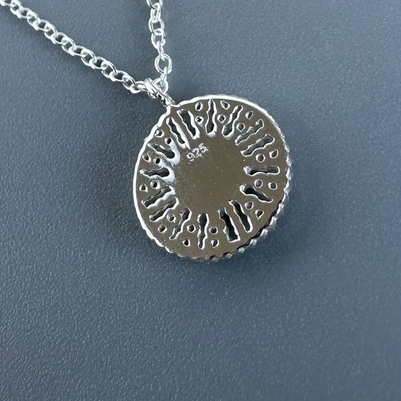 Sterling Silver Round CZ Opal Necklace - Picture 5 of 8